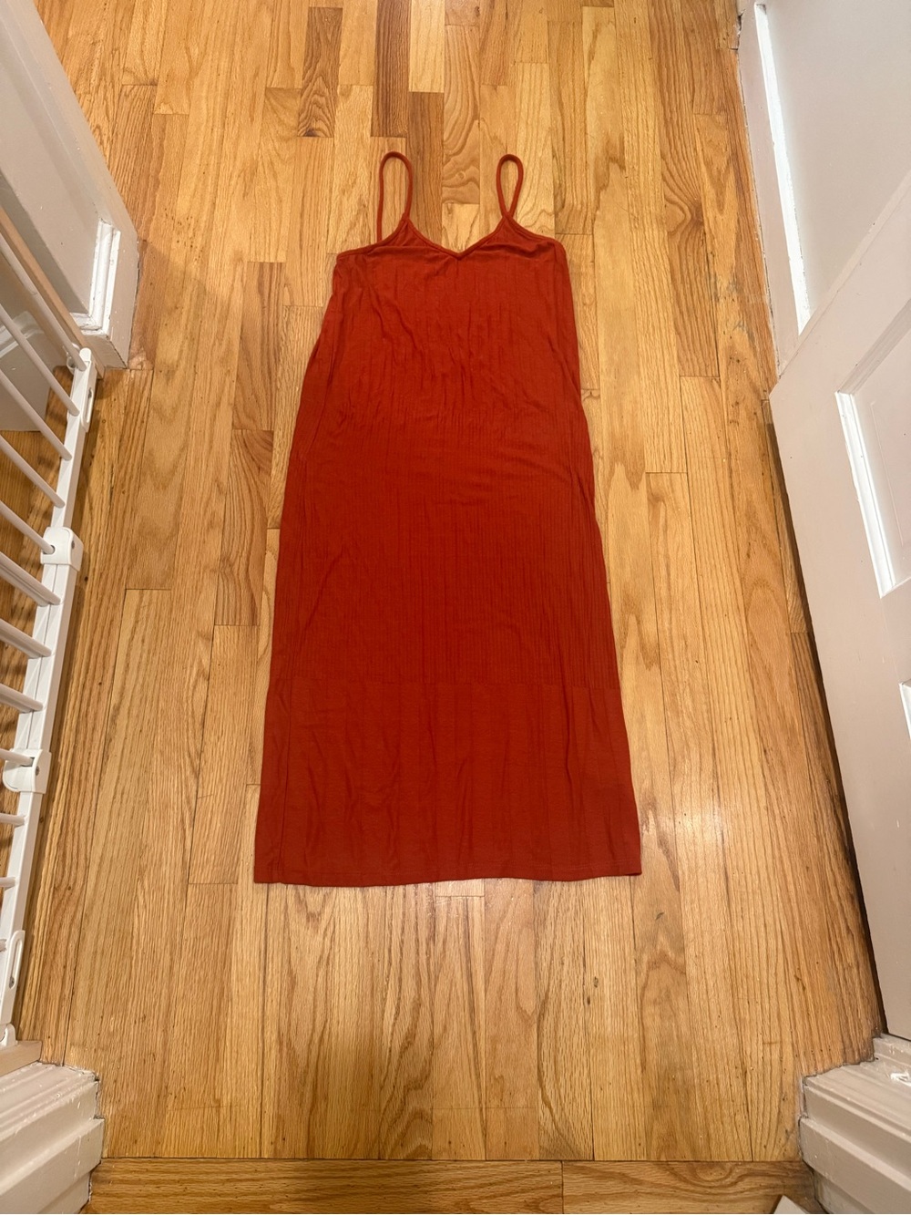 Zara Rust Spaghetti-Strap Midi Dress